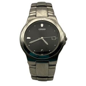 Citizen Eco-Drive E111-K16750 Solar Quartz Watch – Black Dial, Stainless Steel